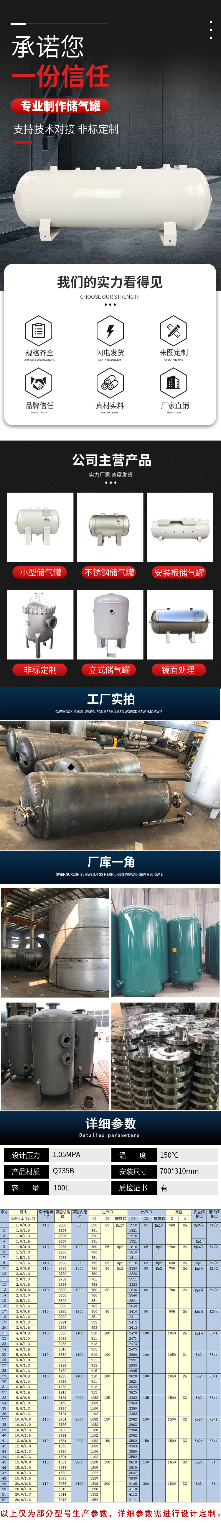  Horizontal steam storage tank