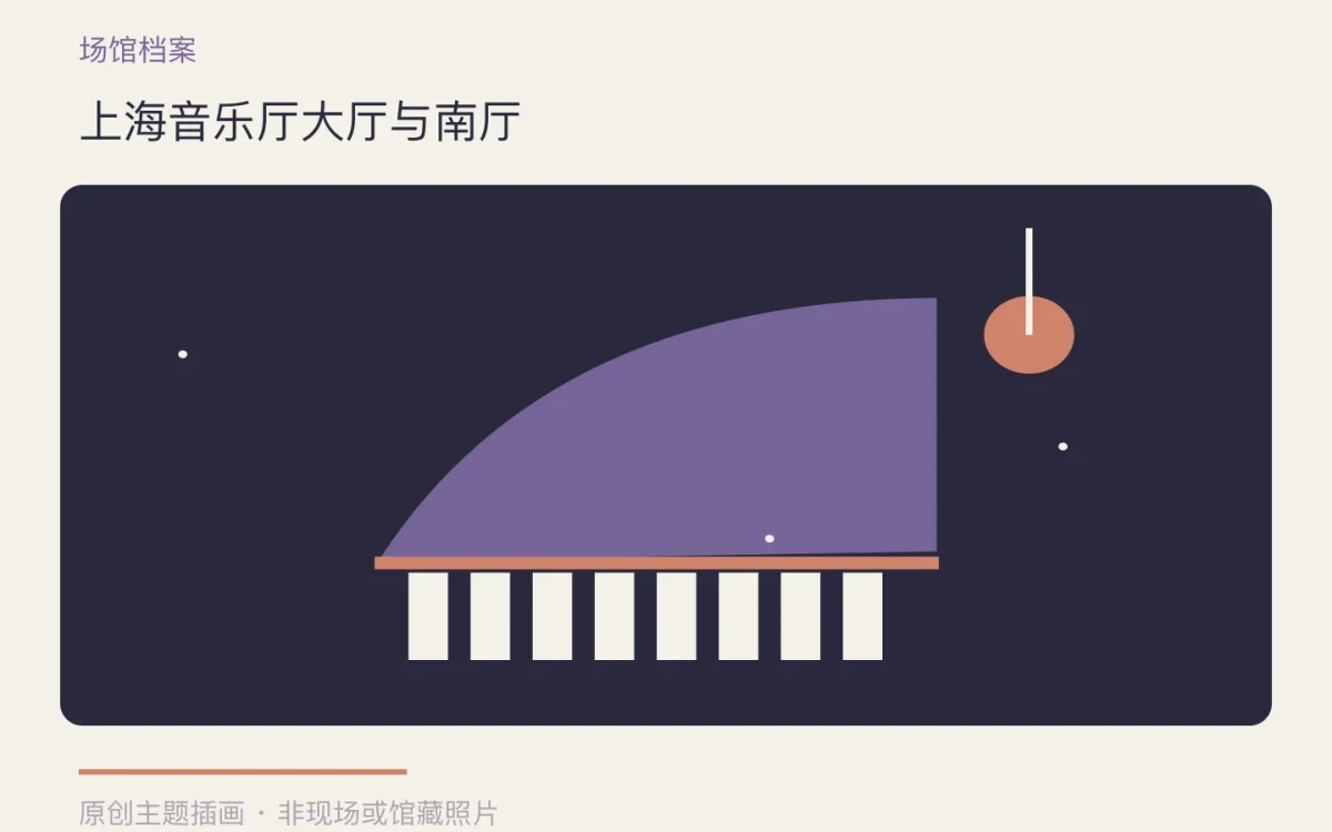 上海音乐厅大厅与南厅主题插画