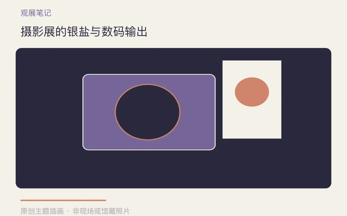 摄影展的银盐与数码输出主题插画