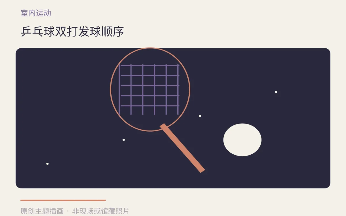 乒乓球双打发球顺序主题插画